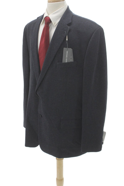 Michael Kors Mens Blue Herringbone Blazer Button Polyester Size 50