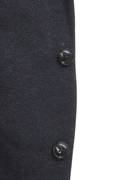 Michael Kors Mens Blue Herringbone Blazer Button Polyester Size 50