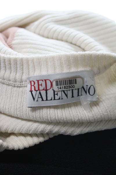 RED Valentino Women Beige Fit & Flare Dress Long Sleeve Crew Neck Size S
