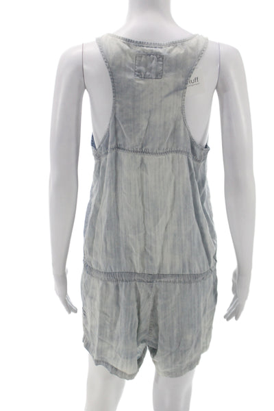 Rails Women Denim Romper Sleeveless Scoop Neck Blue Button Size M