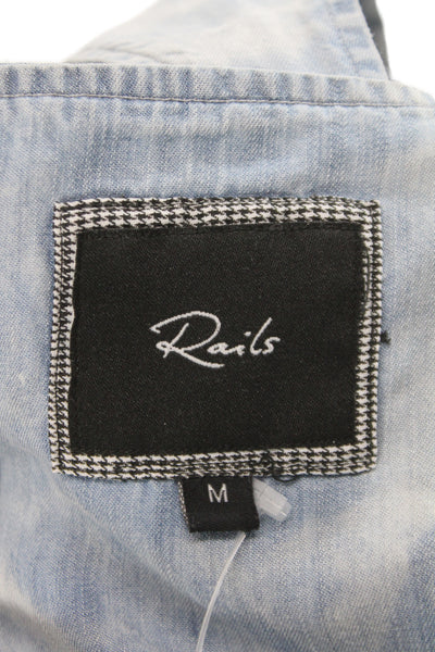 Rails Women Denim Romper Sleeveless Scoop Neck Blue Button Size M