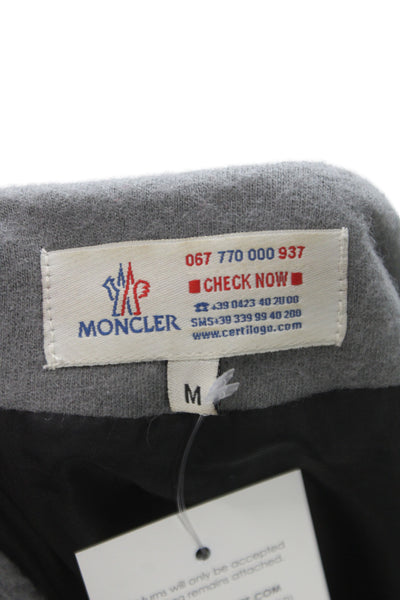 Moncler Women Sheath Dress Gray Wool Long Sleeve Scoop Neck Button Size M