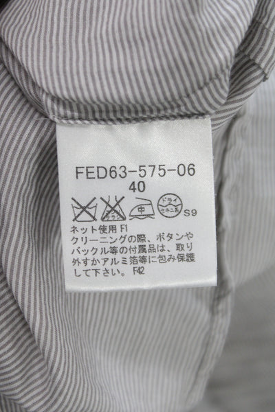 Burberry London Womens Striped Military Tunic Button Up Gray Collared Size 40