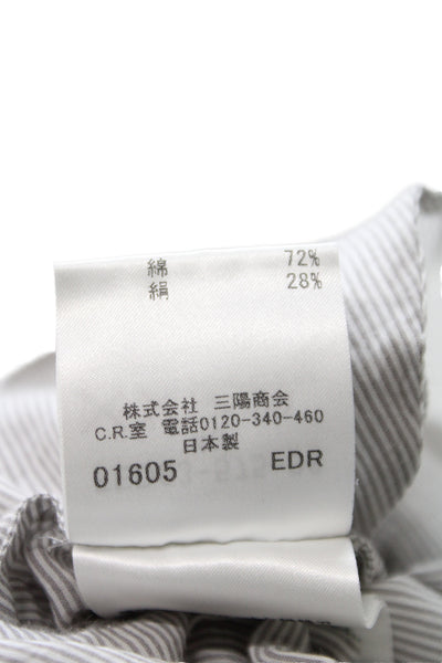 Burberry London Womens Striped Military Tunic Button Up Gray Collared Size 40