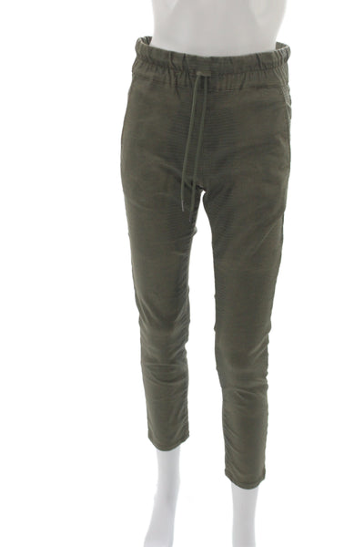 Flog Womens Ankle Pants Green Check Drawstring Cotton Size 25