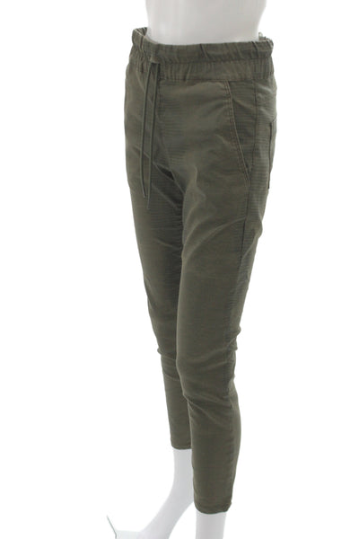 Flog Womens Ankle Pants Green Check Drawstring Cotton Size 25