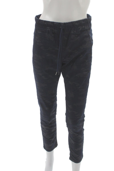 Flog Women Jogger Pants Blue Camo Drawstring 98% Cotton Inseam 28 Size 25