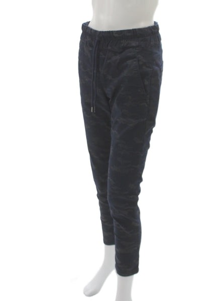 Flog Women Jogger Pants Blue Camo Drawstring 98% Cotton Inseam 28 Size 25