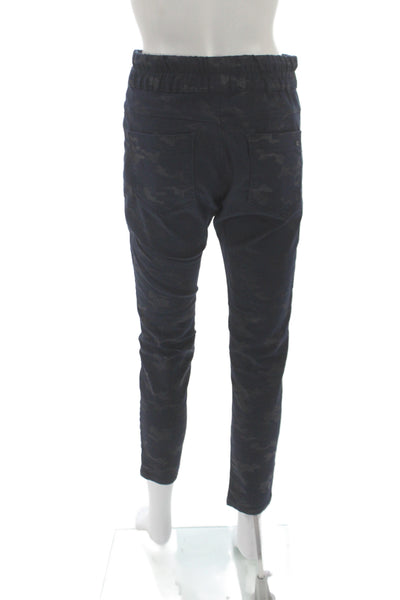 Flog Women Jogger Pants Blue Camo Drawstring 98% Cotton Inseam 28 Size 25