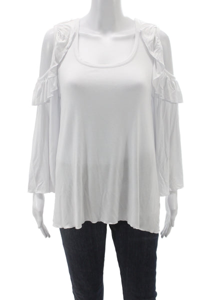 Chaser Women Tunic Blouse White Scoop Neck Viscose Size M