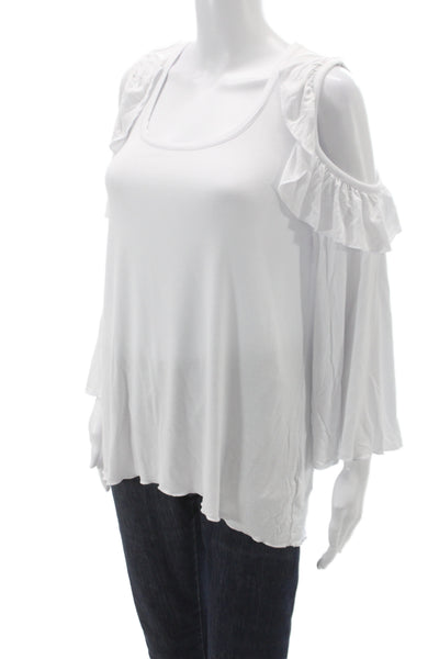 Chaser Women Tunic Blouse White Scoop Neck Viscose Size M