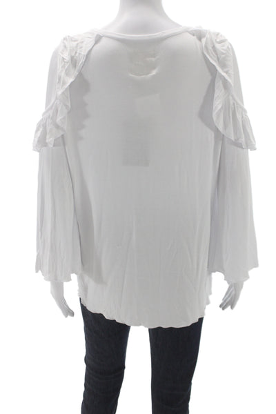 Chaser Women Tunic Blouse White Scoop Neck Viscose Size M