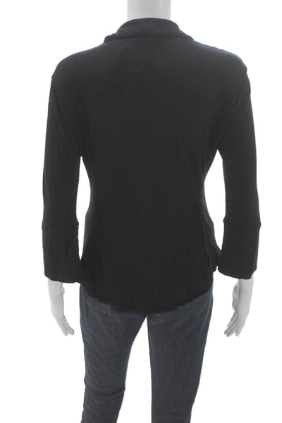 Standard James Perse Women Collared Cotton Black Button-Up 3/4 Sleeve Size 3