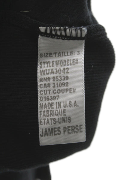 Standard James Perse Women Collared Cotton Black Button-Up 3/4 Sleeve Size 3