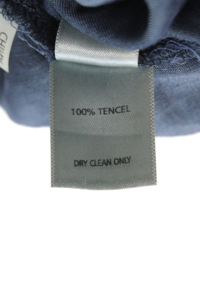 Ecru Women Basic Blue V-Neck Sleeveless Tencel Tank Size L