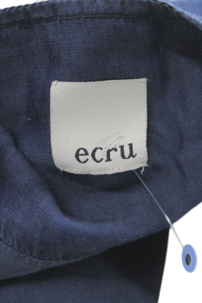 Ecru Women Basic Blue V-Neck Sleeveless Tencel Tank Size L