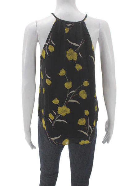Joie Women Silk Halter Camisole Black Floral Button Size XS