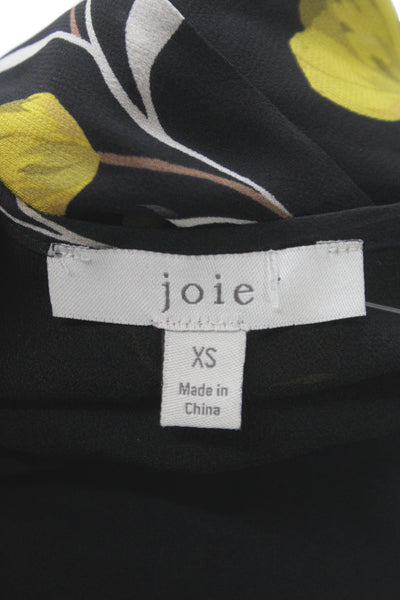 Joie Women Silk Halter Camisole Black Floral Button Size XS