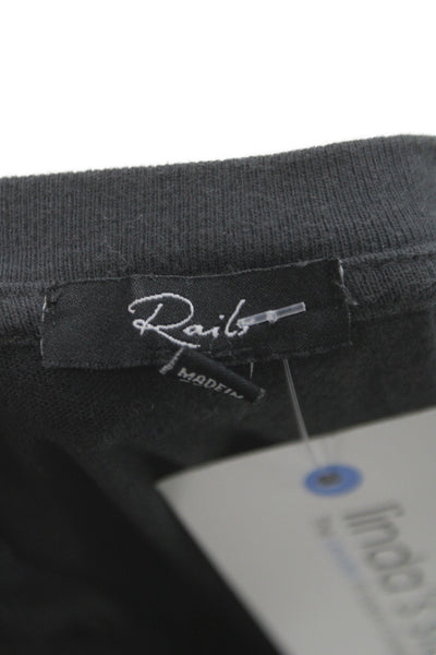 Rails Women T-Shirt Dress Black Crew Neck Short Sleeve Mini Cotton Size S