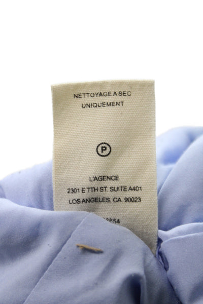 L'Agence Womens Cotton Blend Tweed Button Blazer Blue Size 12