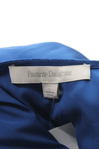 Favorite Daughter Women Basic Blue Polyester V Neck Long Sleeve Blouse Size L