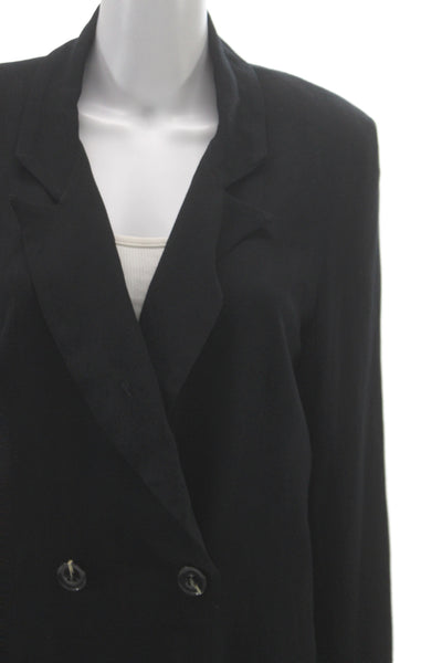 Reformation Womens Rayon Viscose Button Up Long Blazer Black Size XL