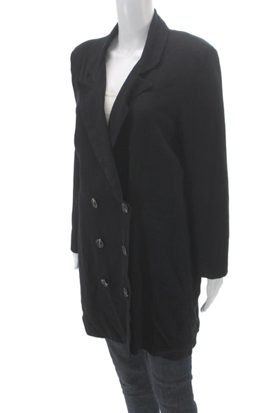Reformation Womens Rayon Viscose Button Up Long Blazer Black Size XL