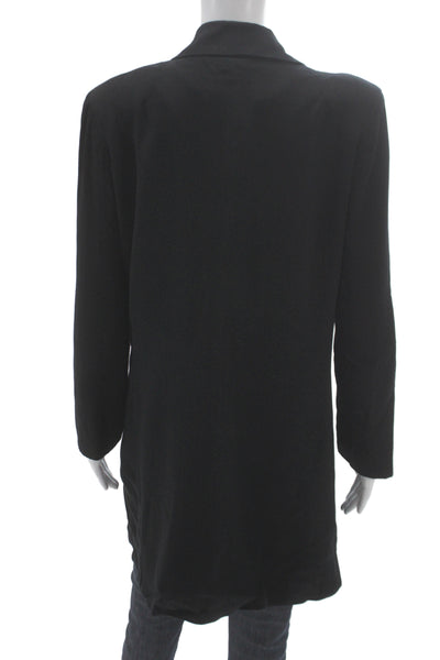 Reformation Womens Rayon Viscose Button Up Long Blazer Black Size XL