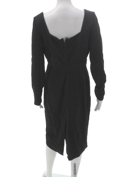 Designer Women Sheath Dress Black Sweetheart Long Sleeve Rayon Size XL