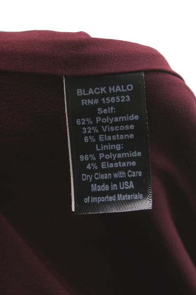 Black Halo Women Red Sheath Dress Cowl Neck 3/4 Sleeve Knee Length Size 14