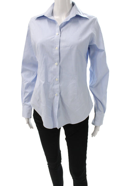 Brooks Brothers Women Blue Check Collared Button-Up Cotton Long Sleeve Size 6
