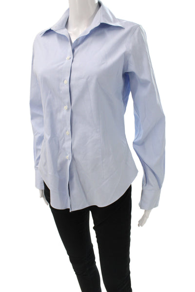 Brooks Brothers Women Blue Check Collared Button-Up Cotton Long Sleeve Size 6