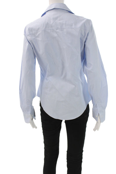 Brooks Brothers Women Blue Check Collared Button-Up Cotton Long Sleeve Size 6