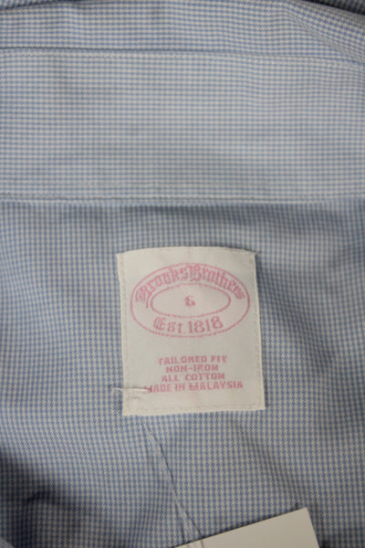 Brooks Brothers Women Blue Check Collared Button-Up Cotton Long Sleeve Size 6