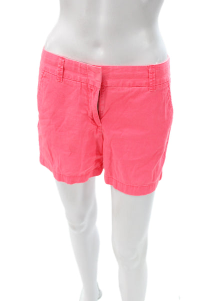 J Crew Womens Chino Shorts Pink Cotton Solid Button Size 4