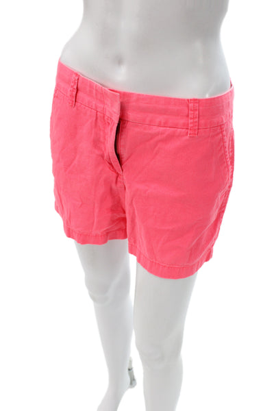 J Crew Womens Chino Shorts Pink Cotton Solid Button Size 4