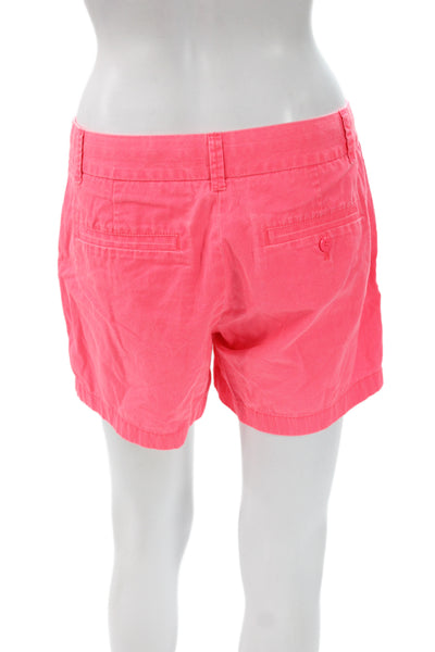 J Crew Womens Chino Shorts Pink Cotton Solid Button Size 4