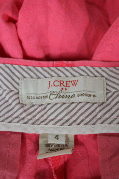 J Crew Womens Chino Shorts Pink Cotton Solid Button Size 4