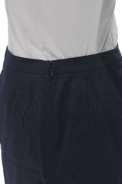 J Crew Women Straight Pencil Skirt Blue Cotton Zip Knee Length Size 2