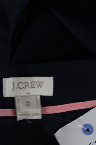 J Crew Women Straight Pencil Skirt Blue Cotton Zip Knee Length Size 2
