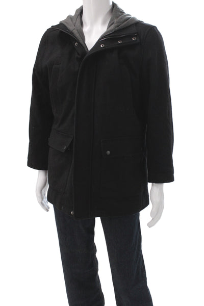 Calvin Klein Mens Black Wool Parka Button Closure Size M