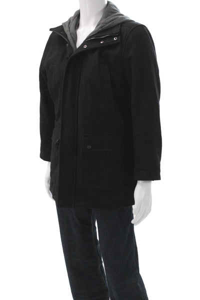Calvin Klein Mens Black Wool Parka Button Closure Size M