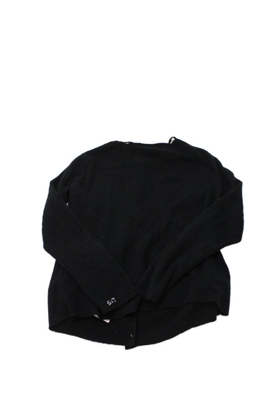 Sonia Rykiel Girls Button Up Ribbed Knit Fuzzy Pocket Cardigan Sweater Black 12