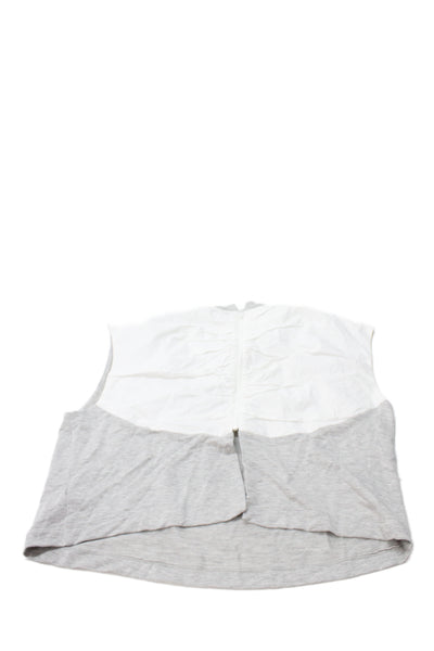 Gizia Women Cropped Sleeveless Colorblock Mockneck Blouse Cotton Gray Size 42