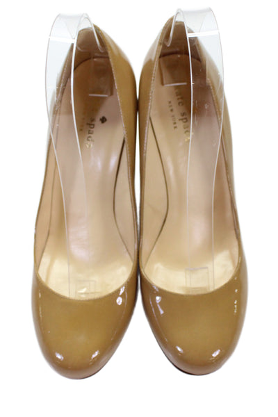 Kate Spade New York Womens Patent Leather Wedge Pumps Beige Size 7 B