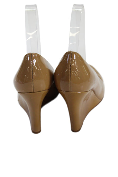 Kate Spade New York Womens Patent Leather Wedge Pumps Beige Size 7 B
