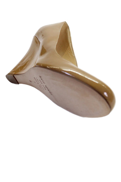 Kate Spade New York Womens Patent Leather Wedge Pumps Beige Size 7 B