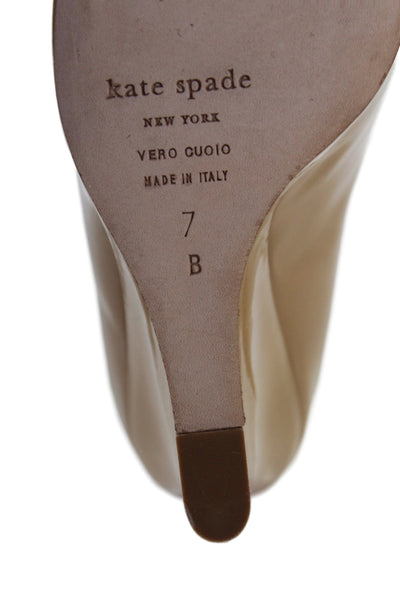 Kate Spade New York Womens Patent Leather Wedge Pumps Beige Size 7 B