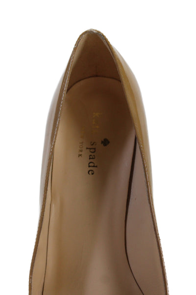 Kate Spade New York Womens Patent Leather Wedge Pumps Beige Size 7 B