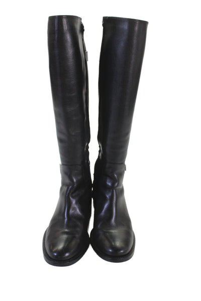 Cole Haan Womens Leather Zip Up Knee High Riding Boots Black Size 7 B